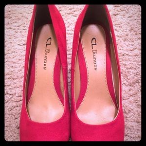 Red 2 inch wedge heels